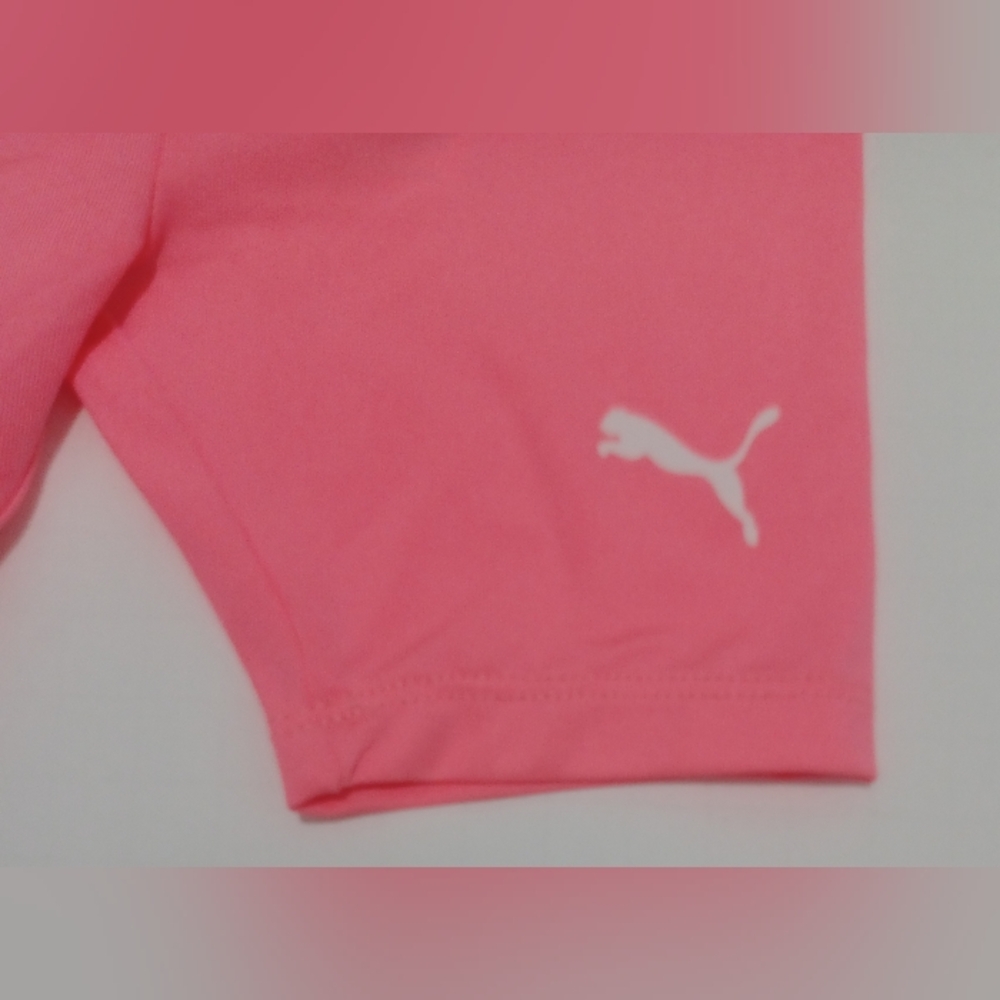 Puma Kids Girl 2 Pcs Brand Logo Tee and Shorts Set, White/Neon Pink Size 12M - Picture 10 of 11